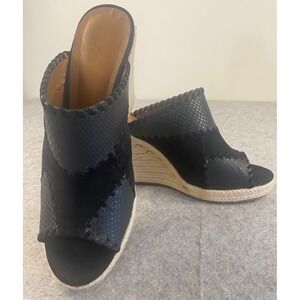 Ruff Hewn Caruso Wedge Black Patchwork Suede Espadrille Woman's Size 10M